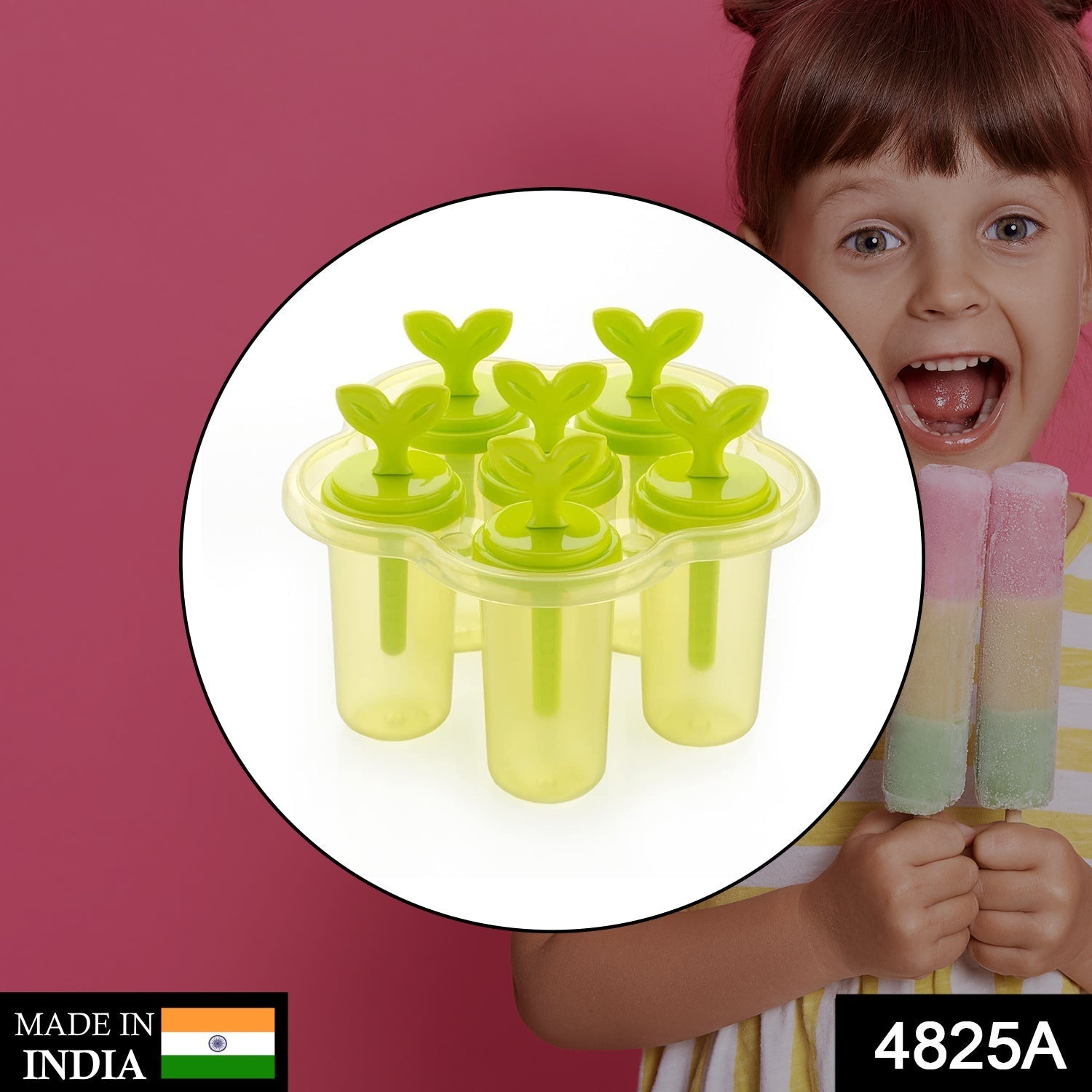 Ice candy mold with six compartments for easy candy making