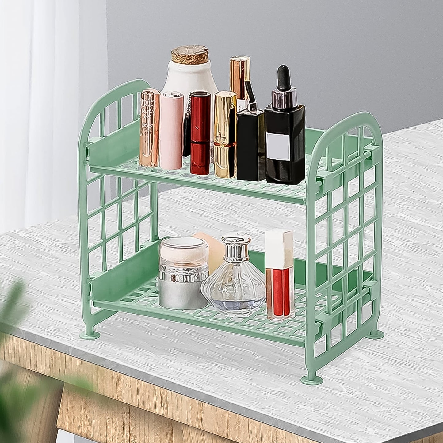 2Layer Foldable Plastic Small Storage Shelf / Rack (1 Pc / Mix Color)