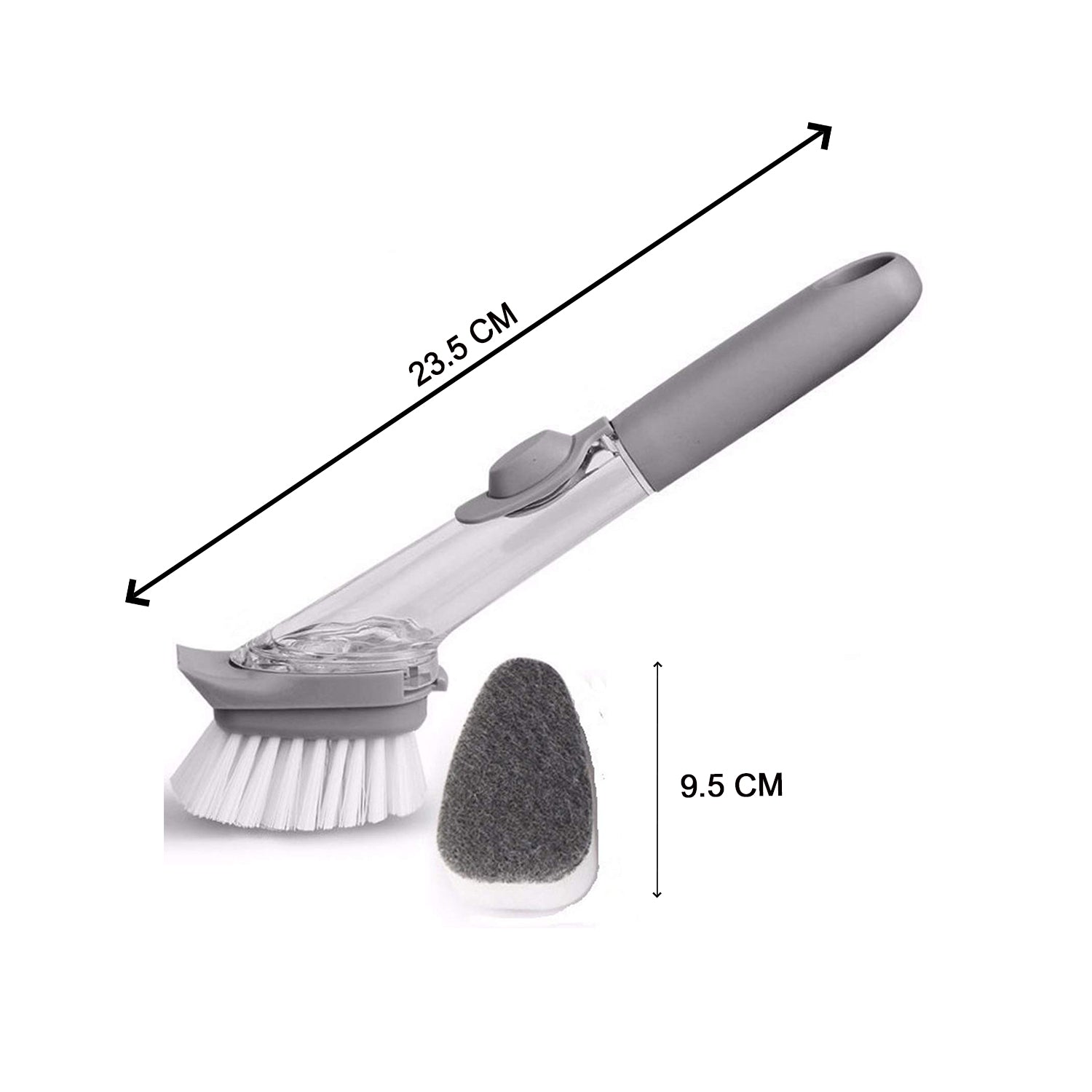 Top view of dishwashing brush, showcasing its design for cleaning hard-to-reach areas.