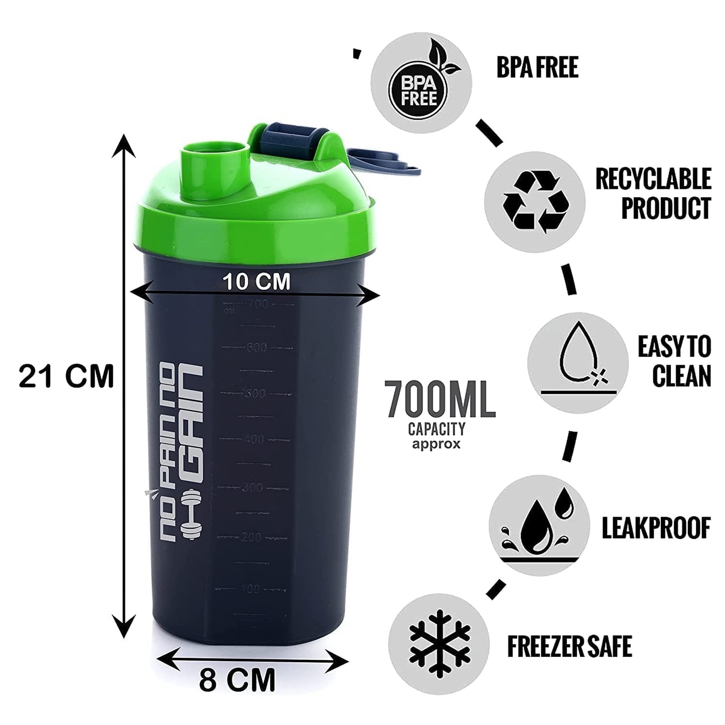 3-compartment gym shake blender with storage