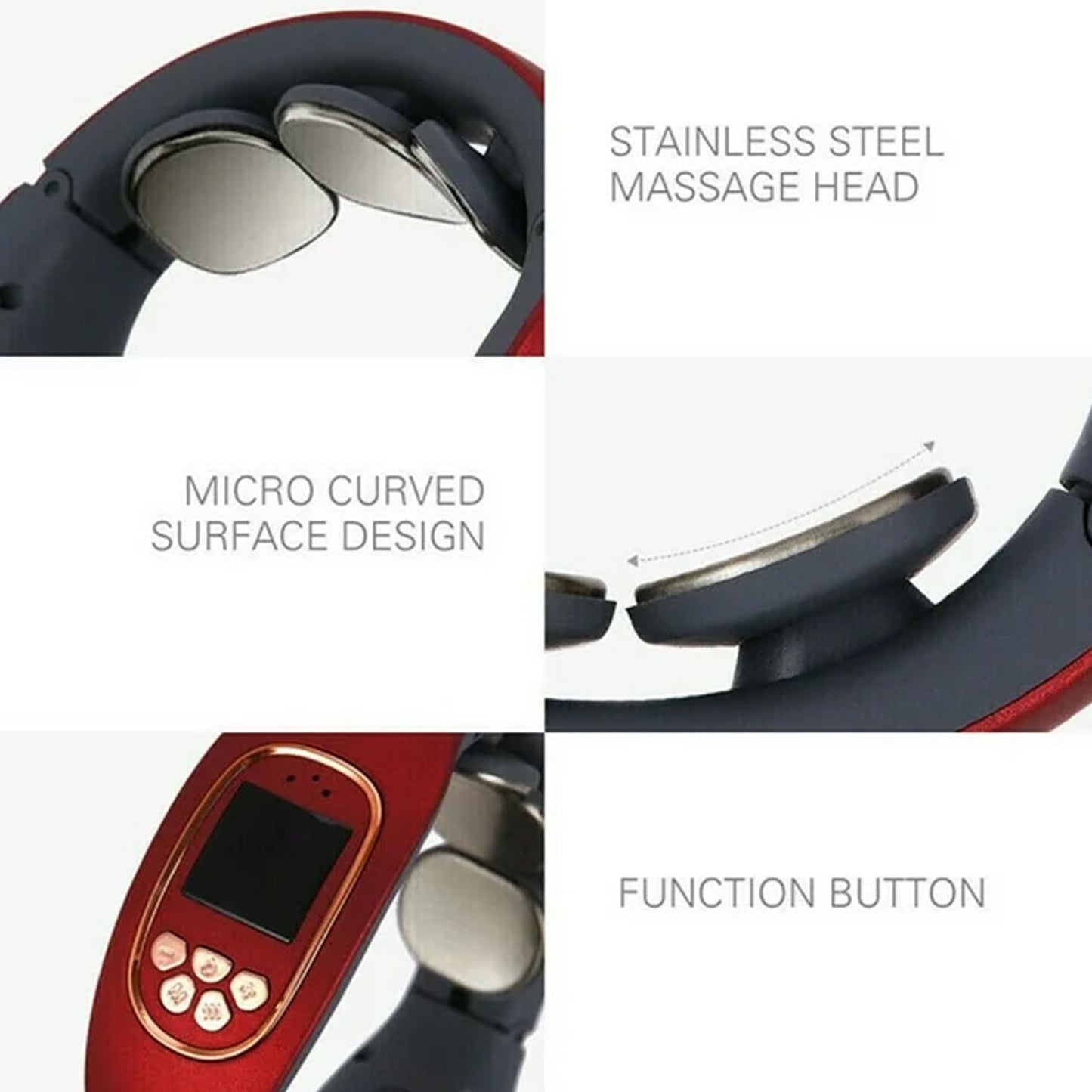 3 Heads Smart Electric Neck and Back Pulse Massager (1 Pc)