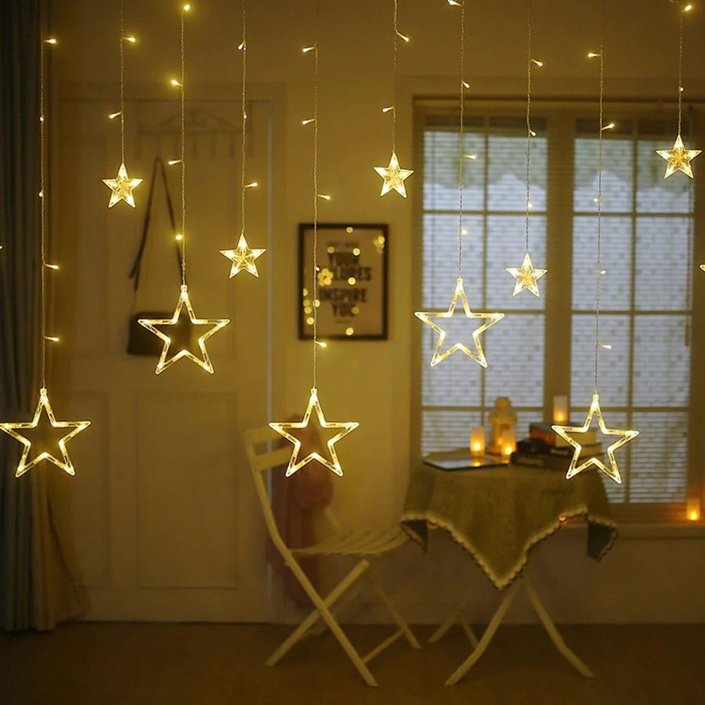 Star-shaped LED curtain lights for home decoration