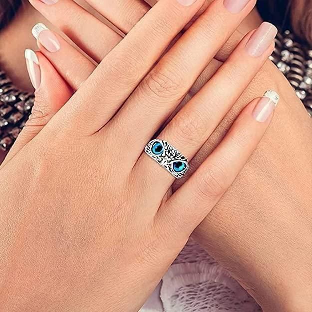 Attractive Silver Plated Owl Ring With Box