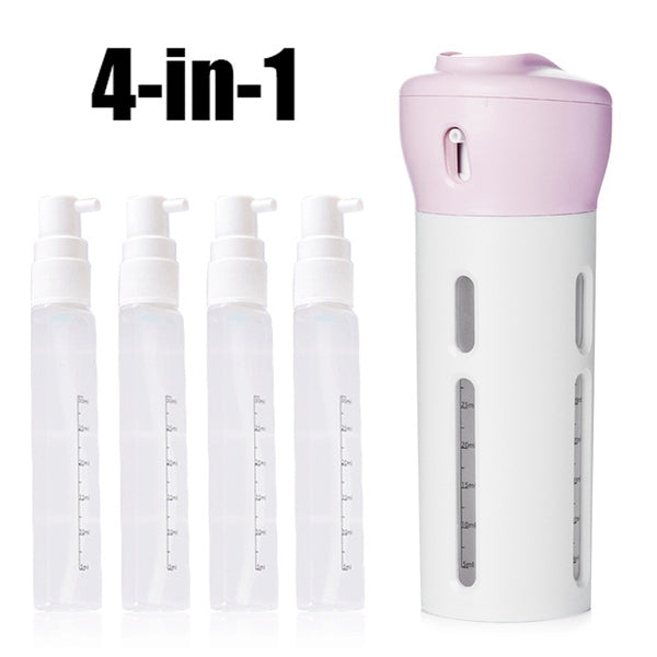 Travel cosmetic container set with 4 bottles