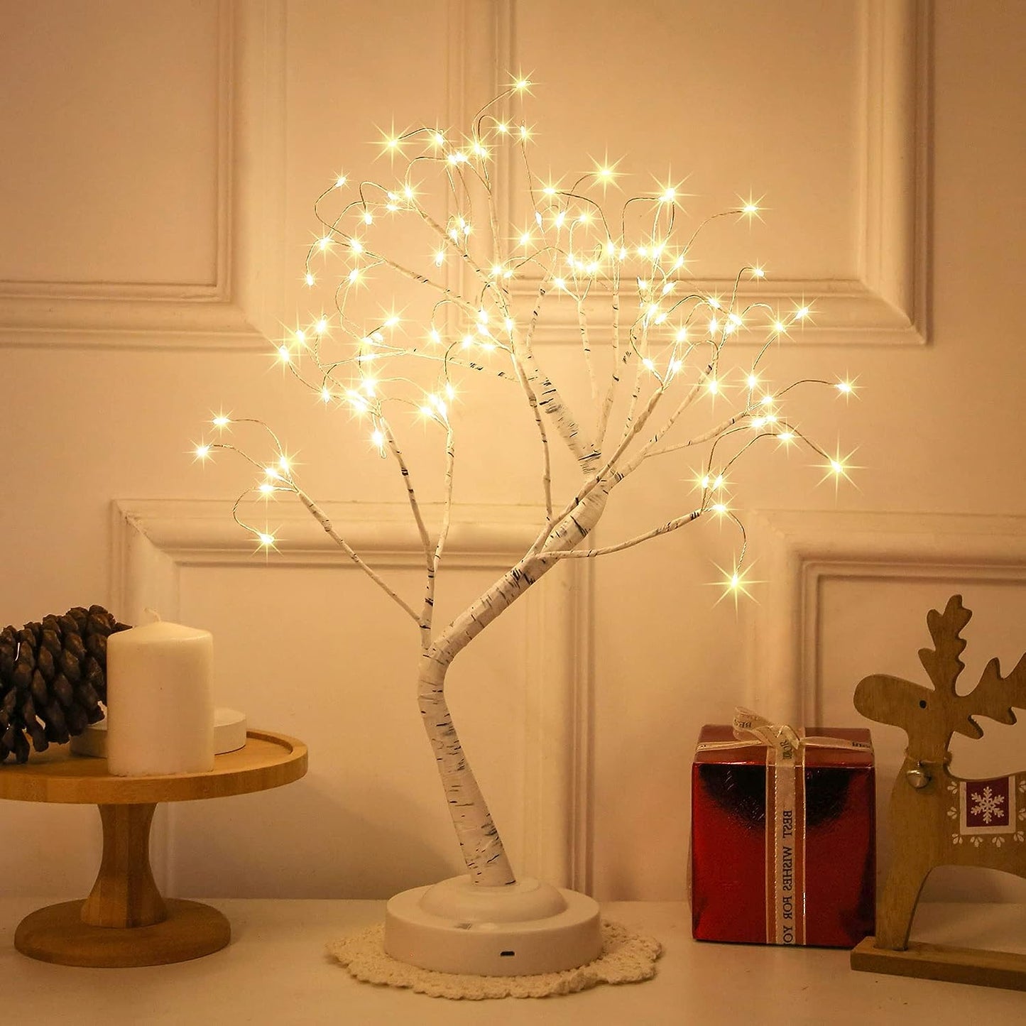 USB or battery operated birch tree light