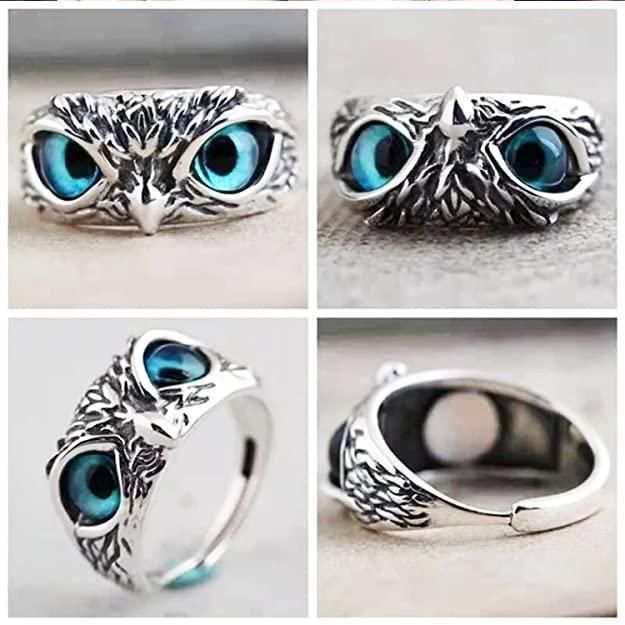 Attractive Silver Plated Owl Ring With Box