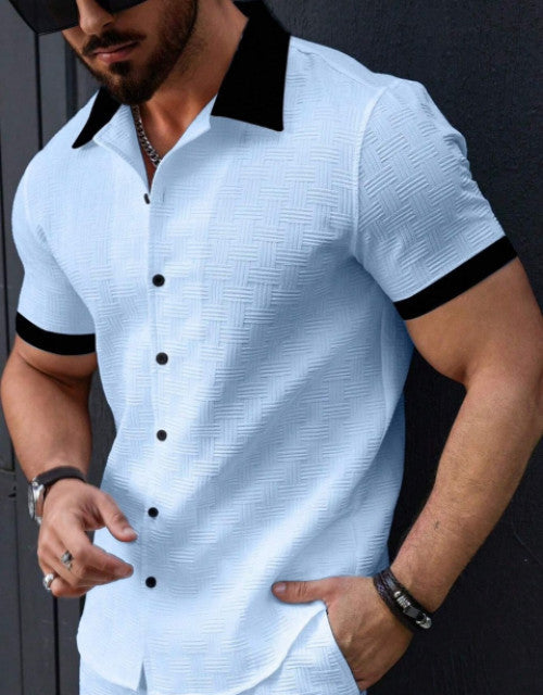 Men Regular Fit Self Design Spread Collar Casual Shirt