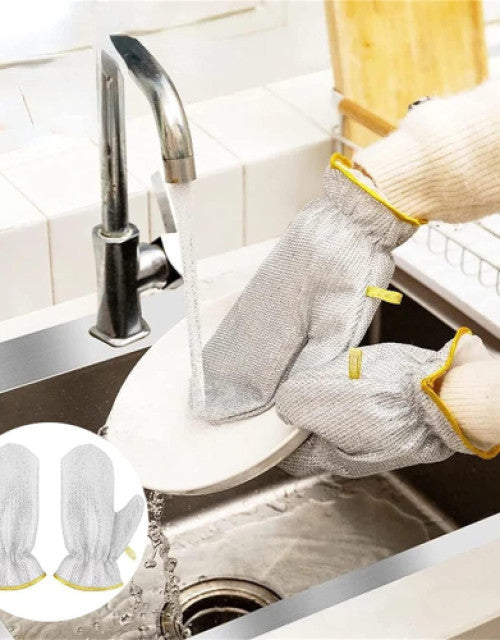 Wire Dishwashing Gloves, Kitchen Cleaning Gloves Pack of 2