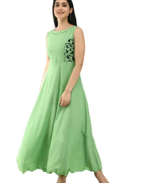 Women Solid Green Maxi Dress