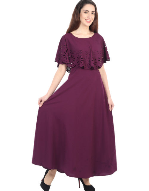 Women Solid Maroon Maxi Dress