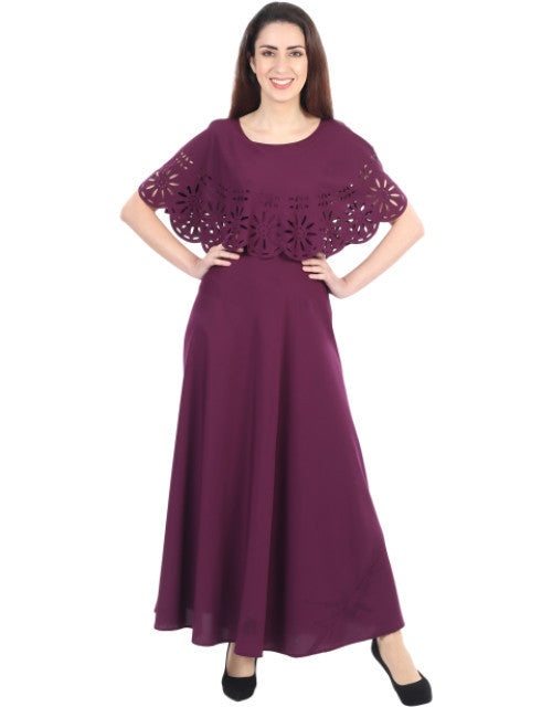 Women Solid Maroon Maxi Dress