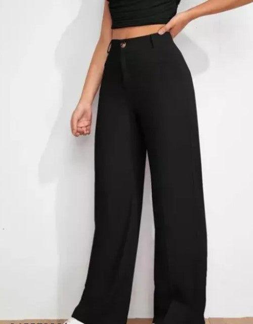 Women’s black trousers| Trousers for women in black colour| Black bell bottom women trousers